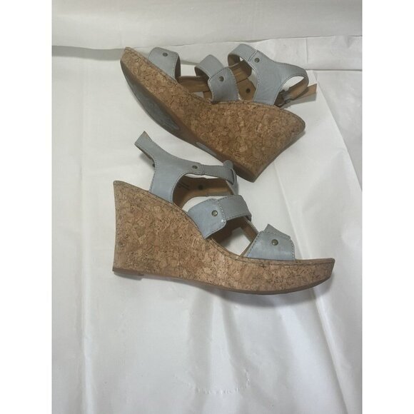 Born Crown Leather Cork Wedge Boho Buckle Sandal blue Women’s Size 11 - Picture 4 of 13